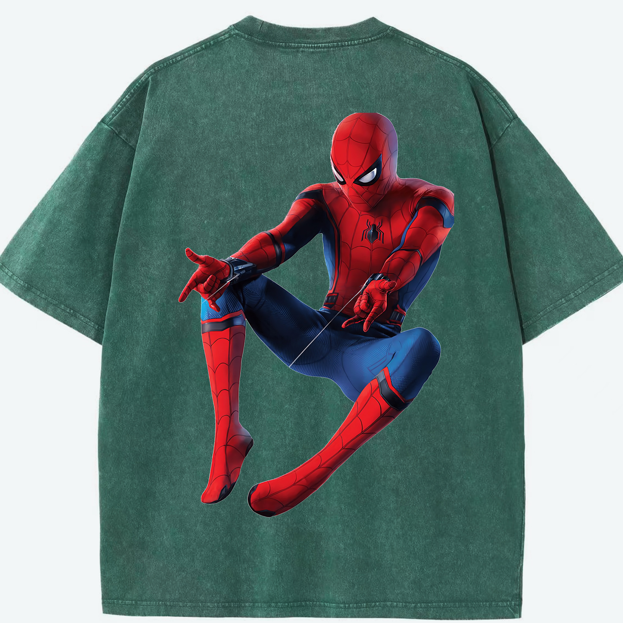 （画像用） Spider Man スパイダーマン 綿100% ヴィンテージ風 半袖Tシャツ（背面プリント）